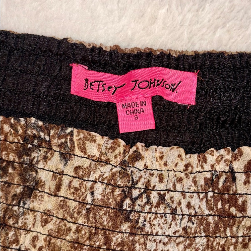 Betsey Johnson Smocked Chiffon Animal Print Dress sz s - Picture 4 of 11